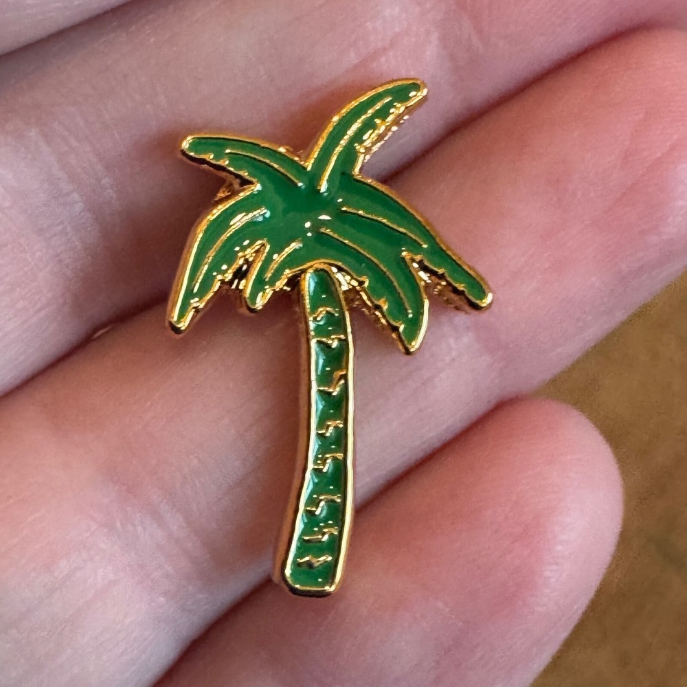 Fun Green Enamel Palm Tree Lapel Pin