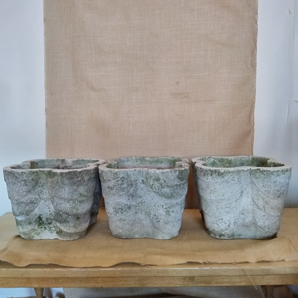 individual mid century cast stone planters