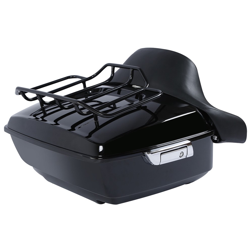 Black King Trunk Backrest Pad Mount Rack For Harley Fat Boy 2008-2016 2009