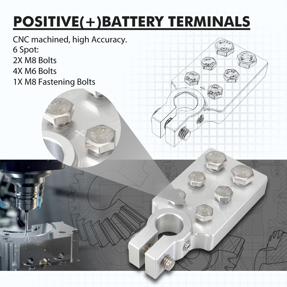 For Car Audio 6 Spot Flat Multi Connection Battery Terminals For SAE Post