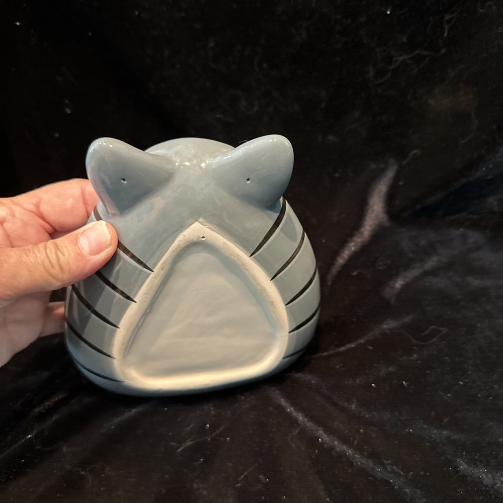Gray Stripe Ceramic Cat Candy Dish