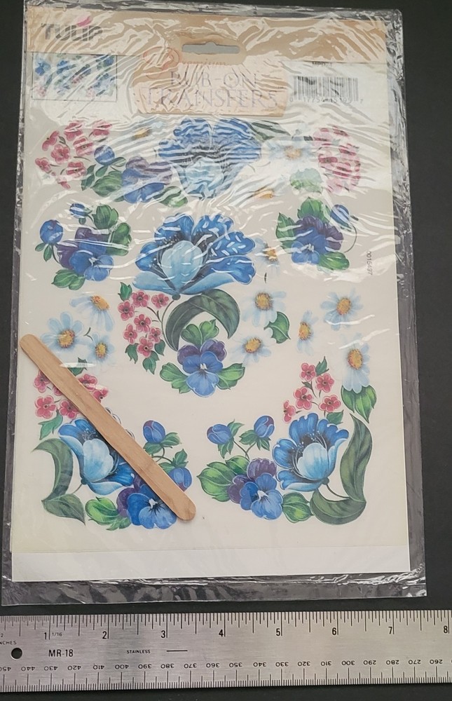 Rub On Transfers Blue Floral