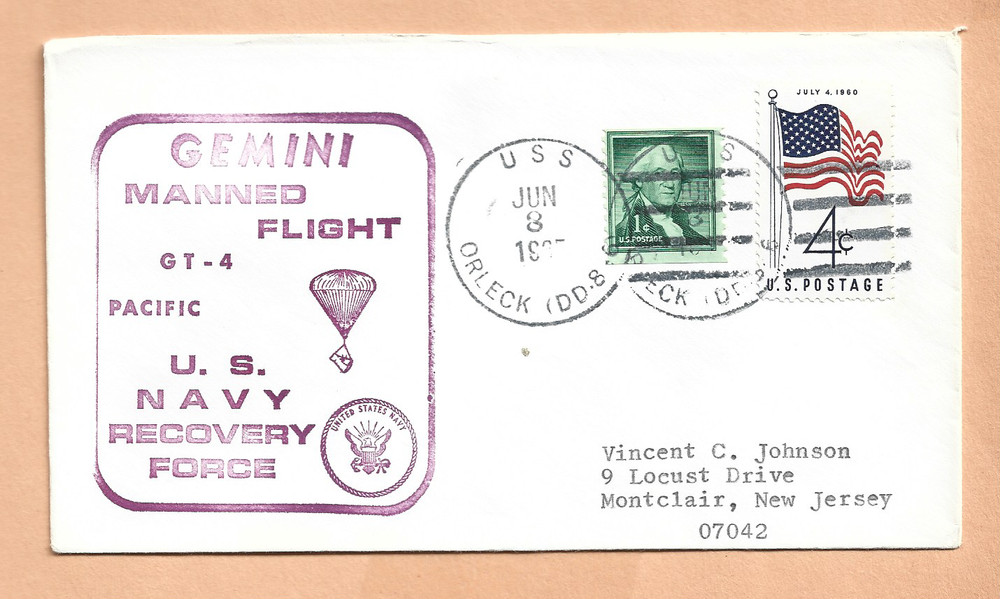 GEMINI 4 LAUNCH McDIVITT / WHITE  RECOVERY JUN 3,1965 RECOVERY USS ORLECK SPACE