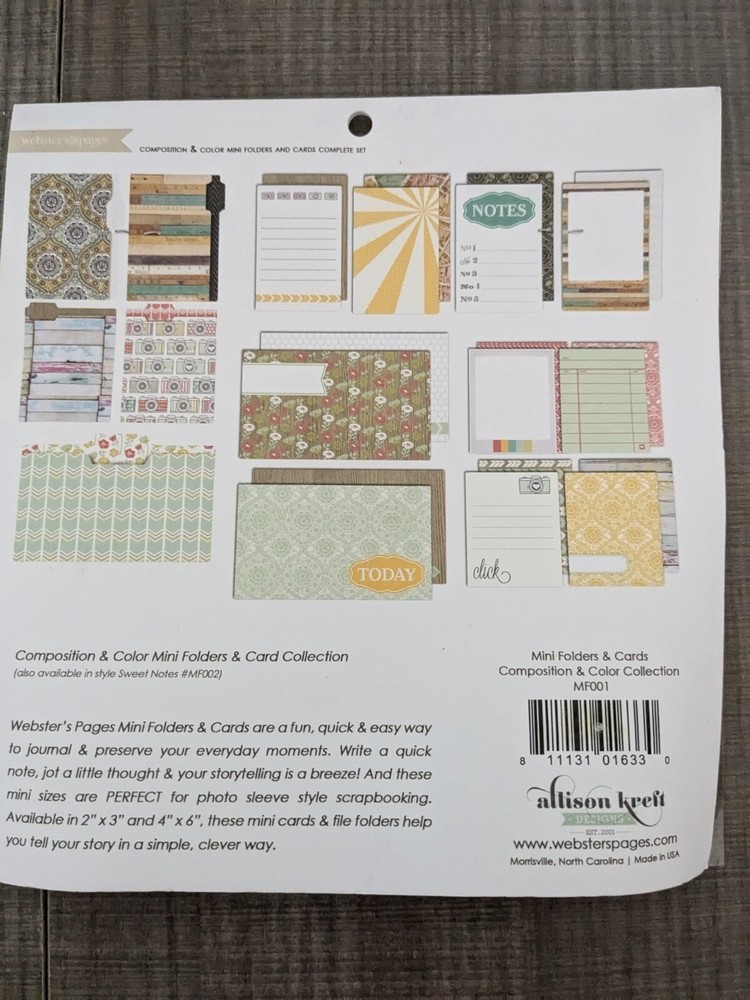 Websters Pages Mini Folders & Cards for scrapbook Card making Damaged Package