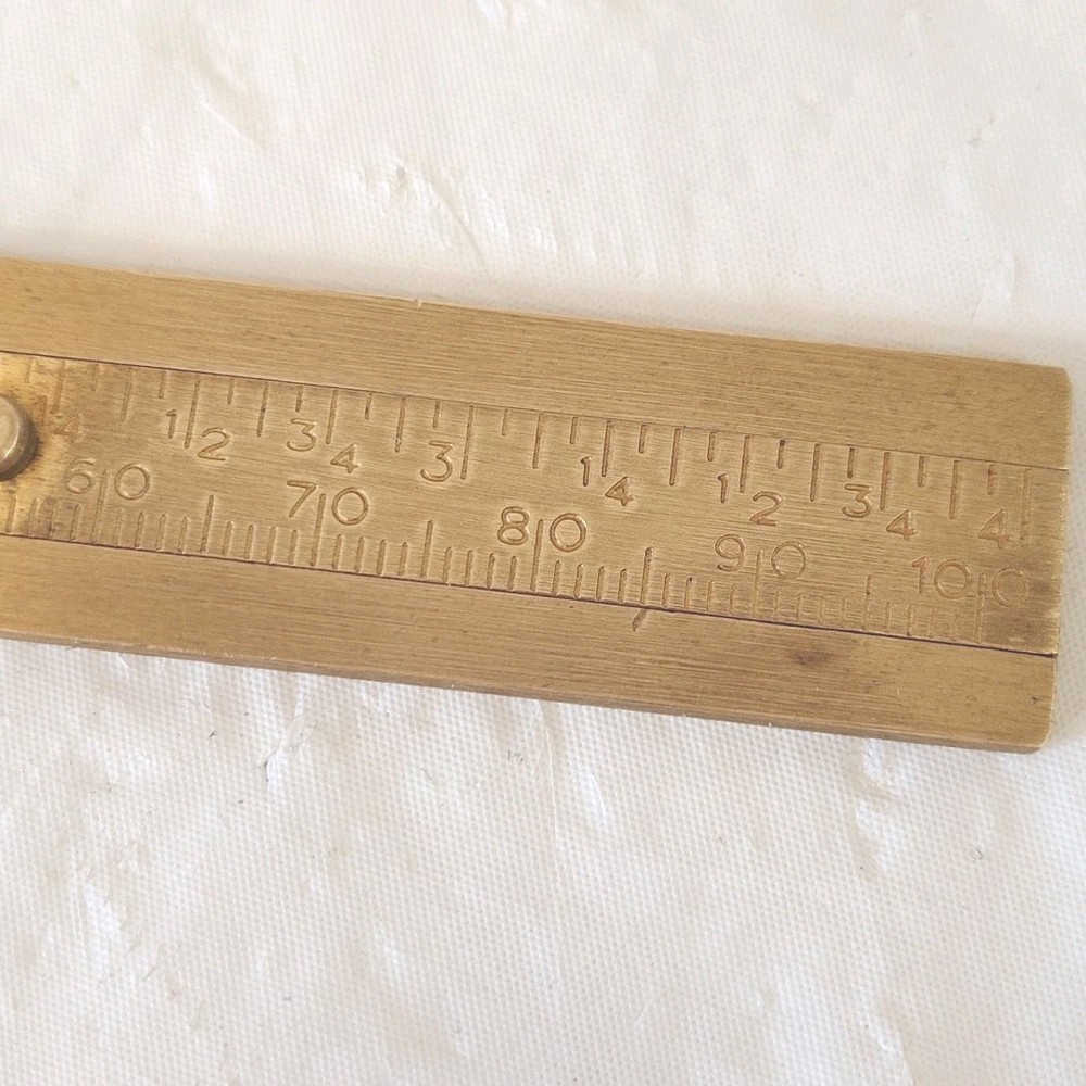 Small Brass Caliper Measuring Tool Sliding Double Scale Metric Standard 4"