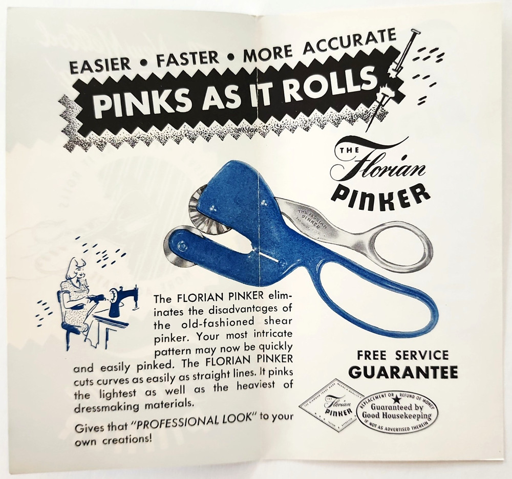 1950s Florian Pinker Pinking Shears Alternative Sewing Ad Brochure Ephemera