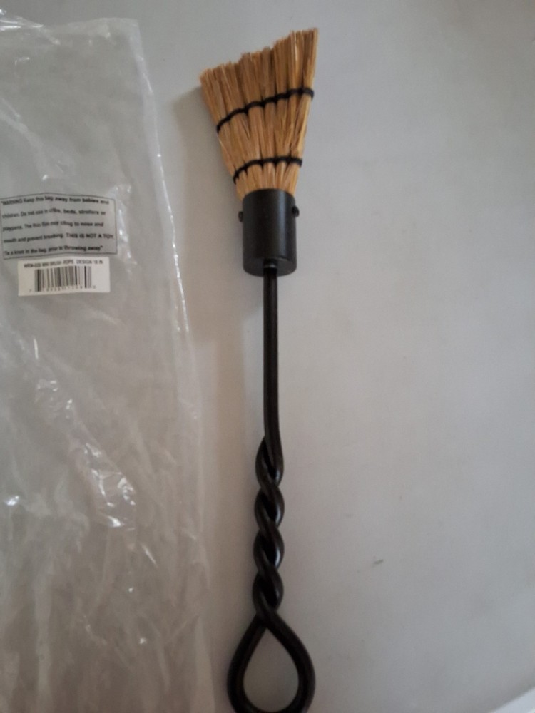 18 In. Tall Black Mini Rope Design Fireplace Brush Tool