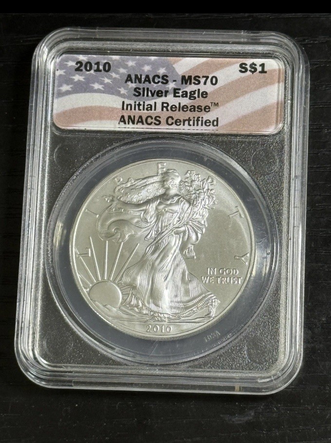 2010 Silver Eagle MS70 Initial Release ANACS CERTIFIED Pristine Condition