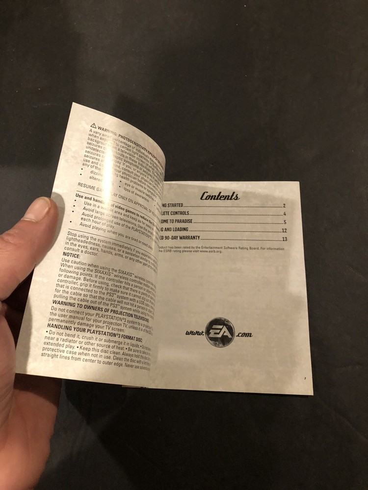 burnout paradise ps3 Manual Only