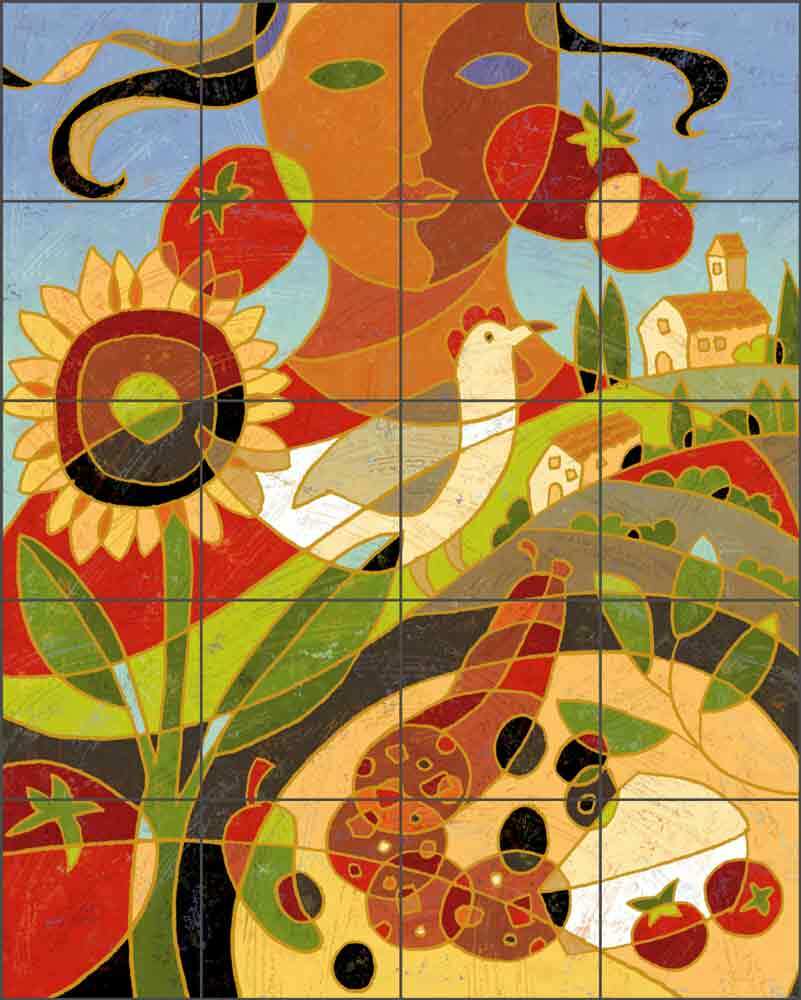 Tuscan Tile Backsplash Traci O'Very Covey Kitchen Art Ceramic Mural TOC009