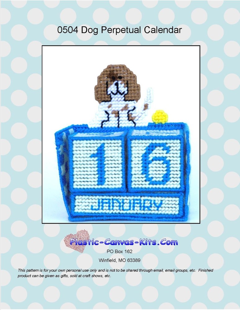 Perpetual Dog Calendar- Plastic Canvas Pattern or Kit