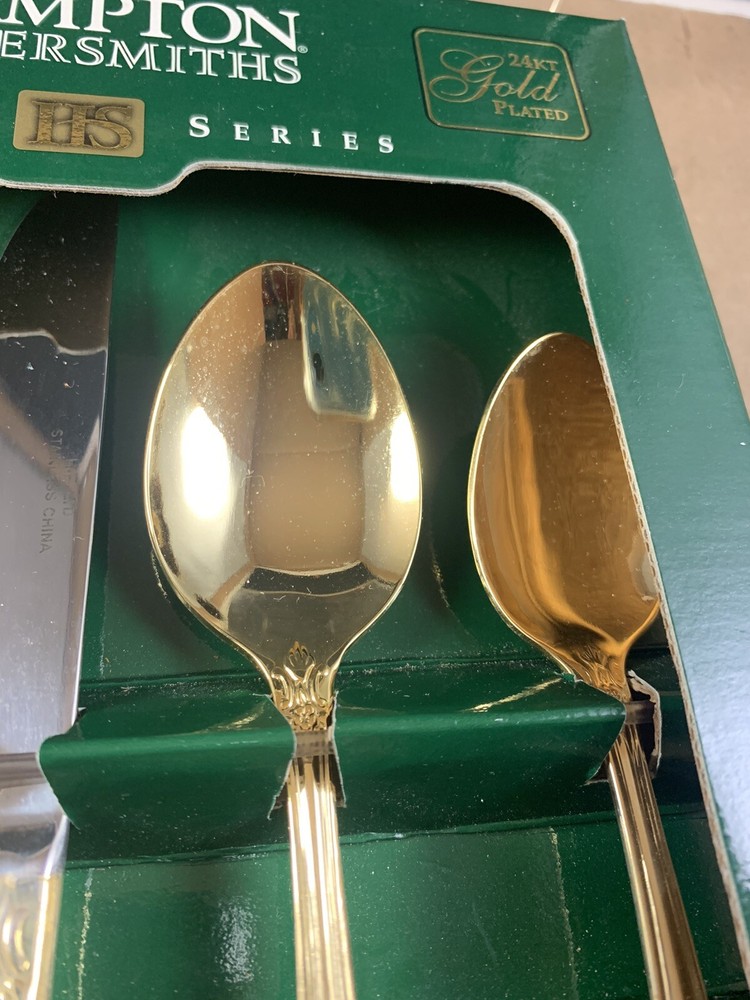 Hampton Silversmiths 24 KT Plated 20 Pc Set NOS NEW Versailles Flatware Dinner