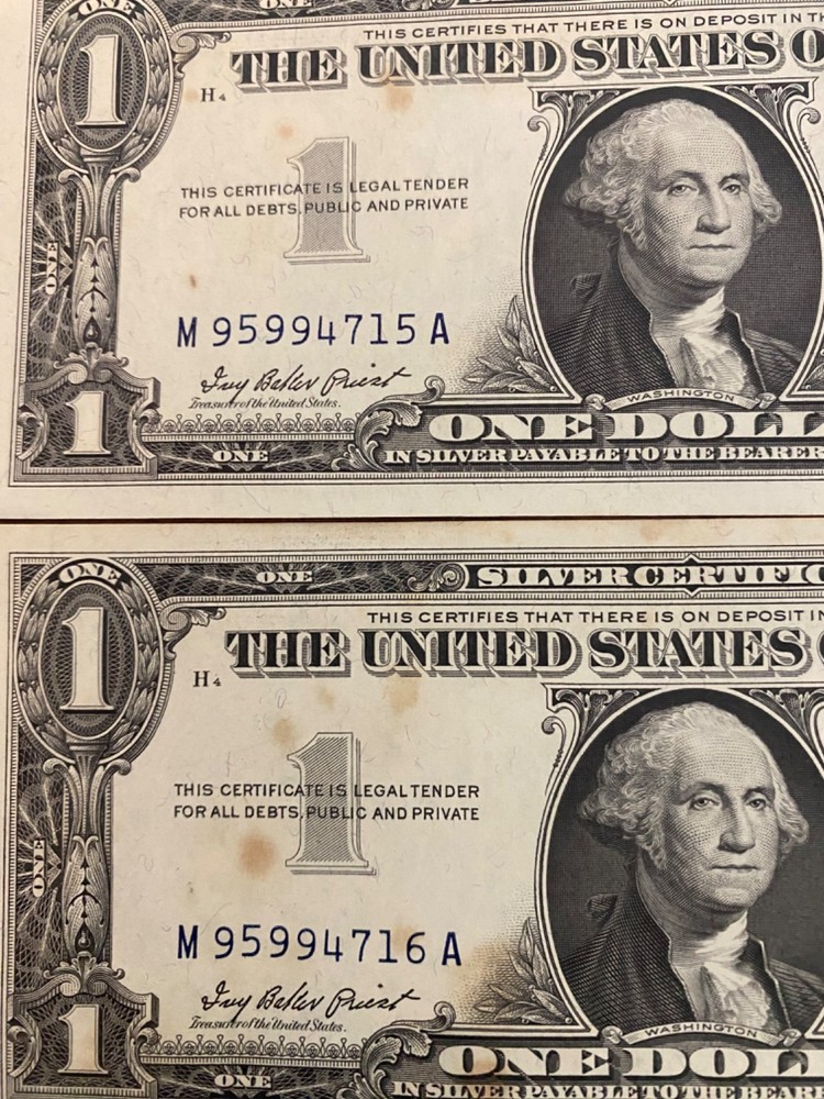 1957 A (6) consecutive numbered certificate notes
