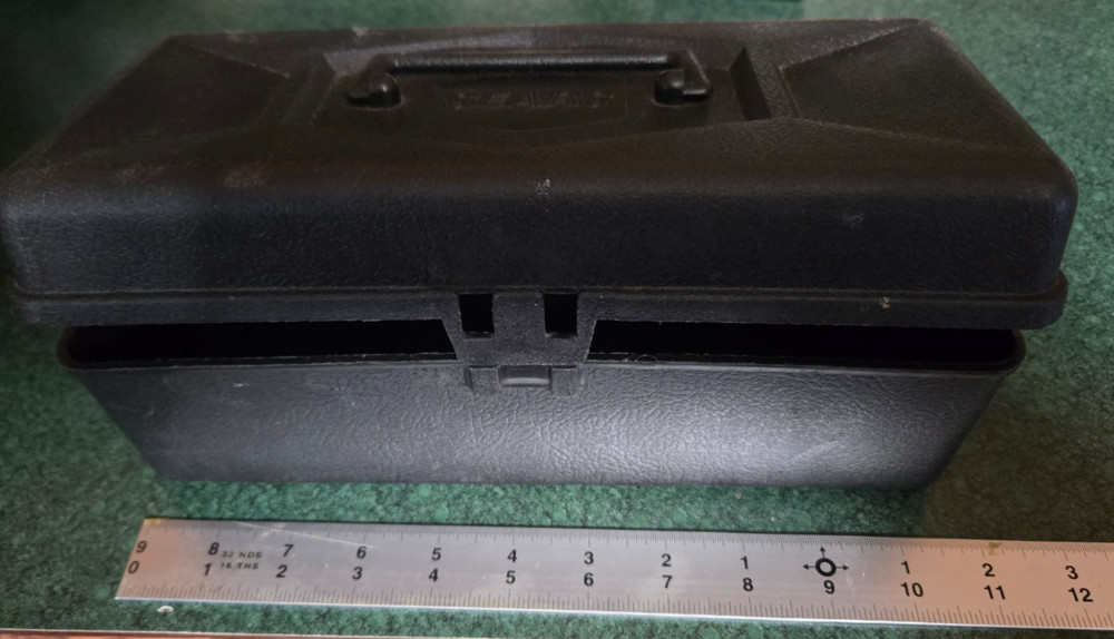 Vintage Sears 6"×12"×5" Black Plastic Tool Box