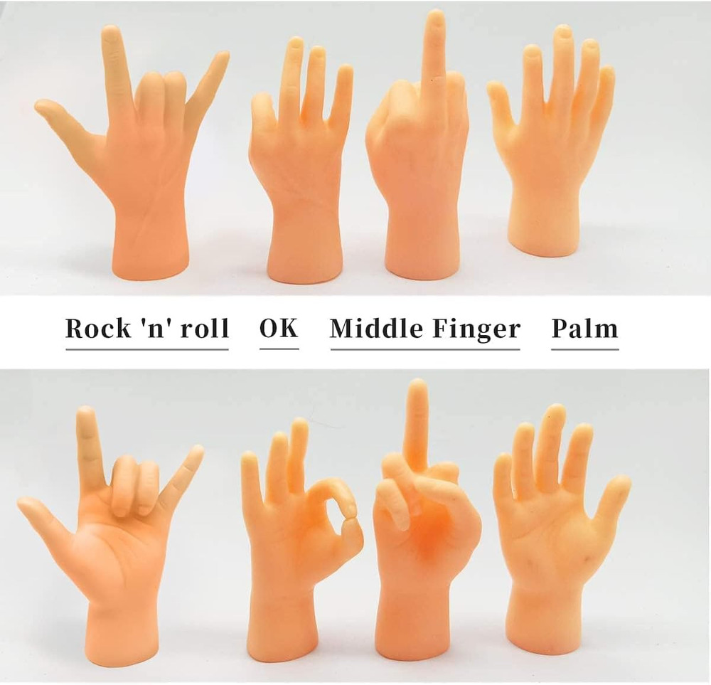 Tiny Hands Mini Finger Puppets 8 Pieces, Left and Right Hand Set, Mixed Styles,