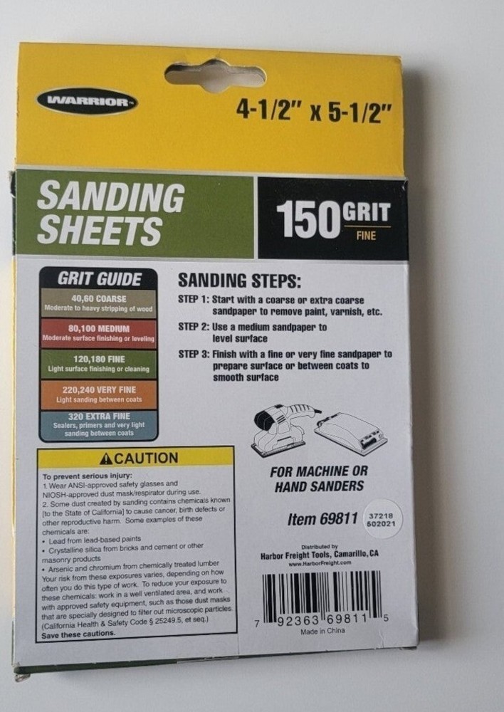 Warrior Sanding Sheets Qty 6 /150 Grit