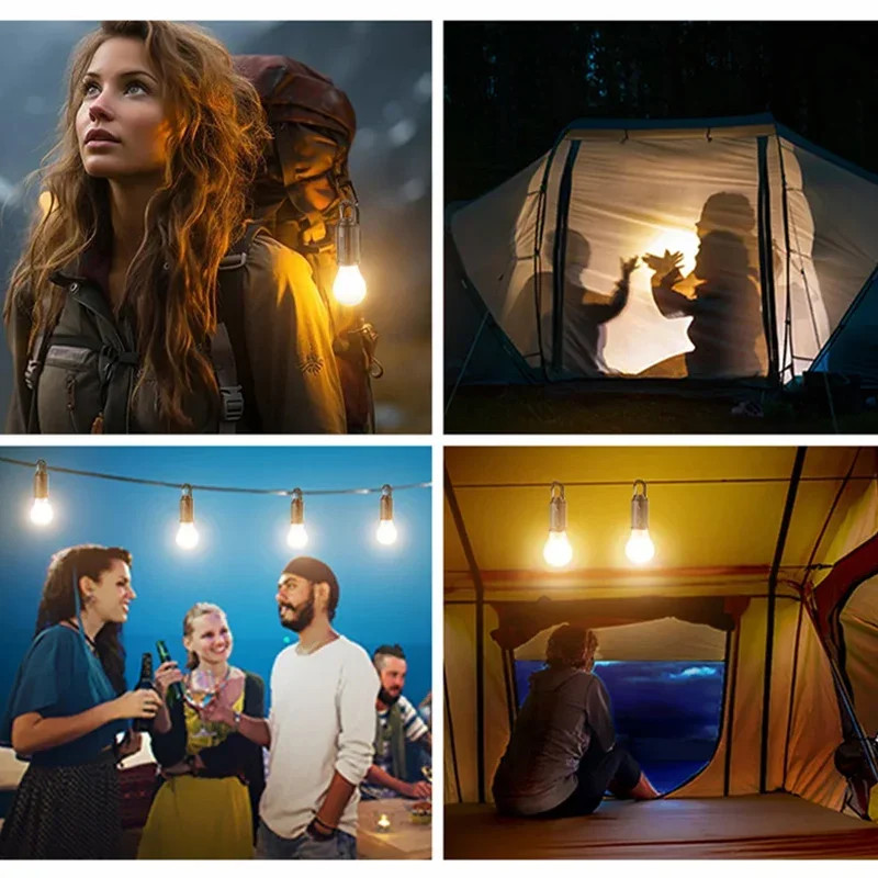 3PC Solar Portable Camping Light with Hook LED Lighting Lantern Atmosphere Light