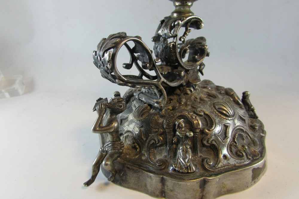 Antique Rare German Solid Silver Figural Chamberstick Hanau circa 1900 420g