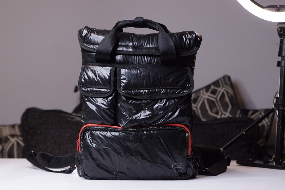 Vintage iSkin Black Backpack DUCATI Multi Pockets