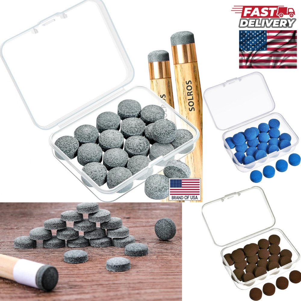 Billiard Pool Cue Tips Pool Cue Stick Tip Replacement Repair Kit w/ Storage Box