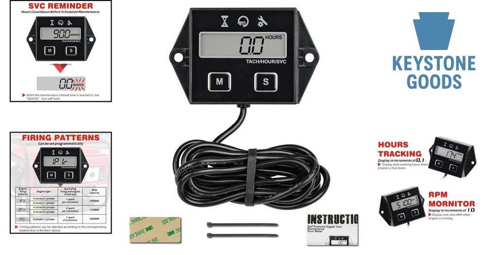 Digital Inductive Tachometer & Hour Meter for Engines & Equipment
