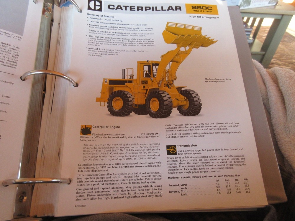 Caterpillar 980C Wheel Loader Brochure 4 page