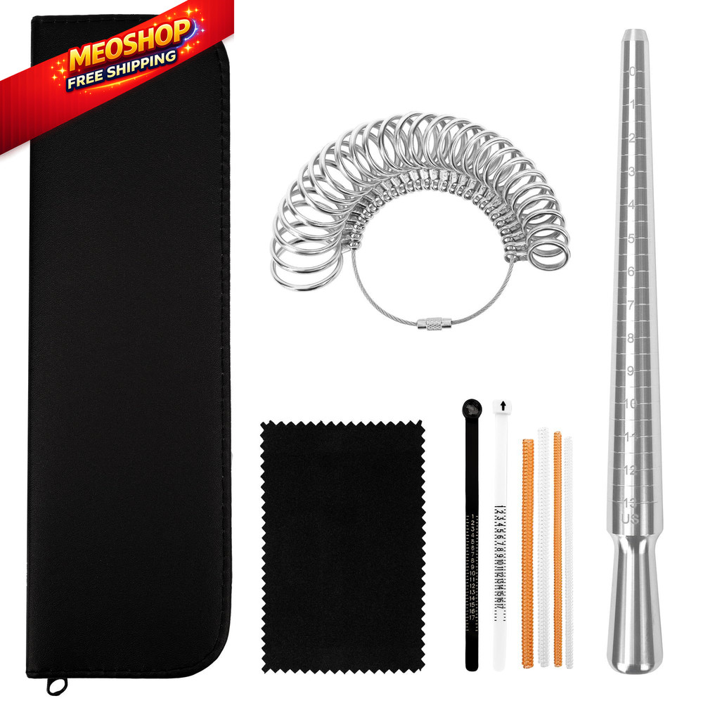 TUNQISM10 Pcs Ring Sizer Measuring Tool Set Includes Gauge, 3