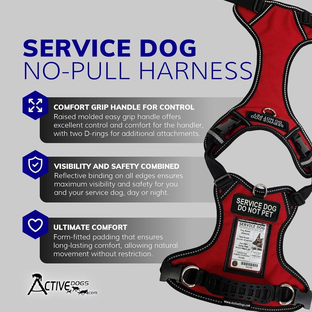 ActiveDogs Service Dog Vest No Pull Harness - Adjustable No Choke Service Dog...