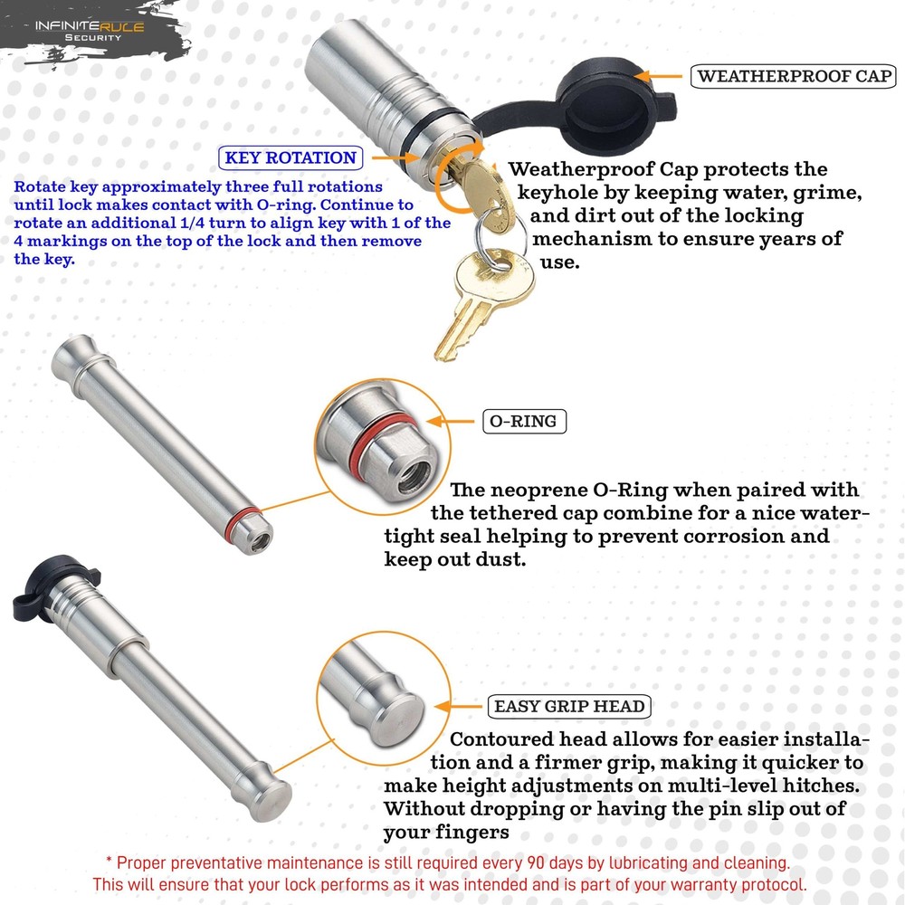 61671-D | Receiver Lock for 2 in Receiver Class III, IV