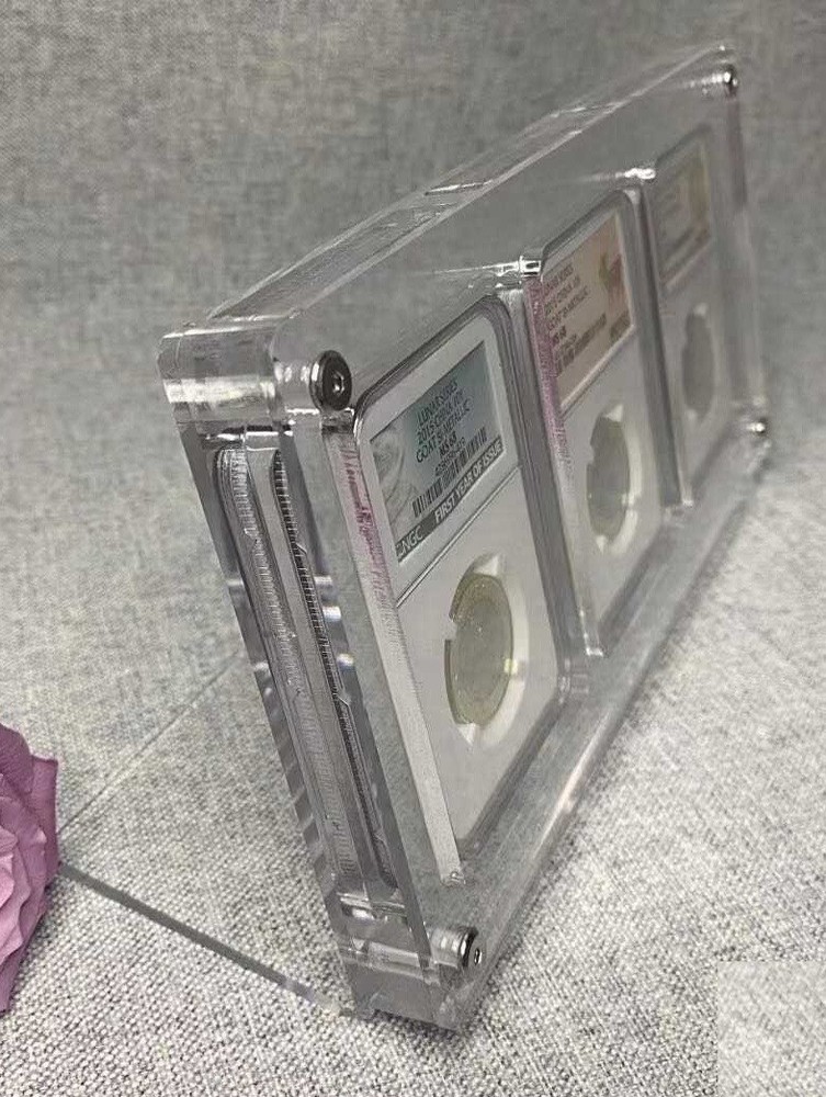 3 Grids ANACS/NGC/PCGS Acrylic Display Frame Protector Case w Integrated Stand