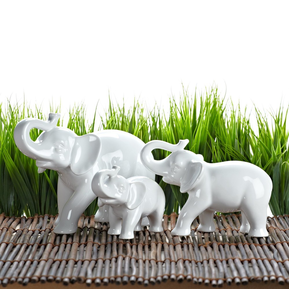 Abbott Collection Elephant Figurine, White Ceramic (Medium)