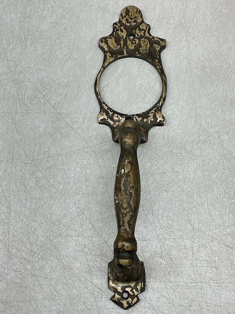 Brutalist MCM Heavy Brass Front Door Knob Handle Pull Mid Century Modern