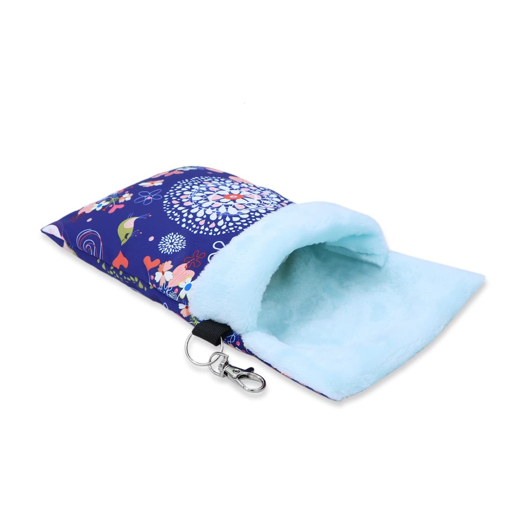 Small Pet Sleeping Pouch Warm Bed Hideout for Hamsters Hedgehogs Blue Elk
