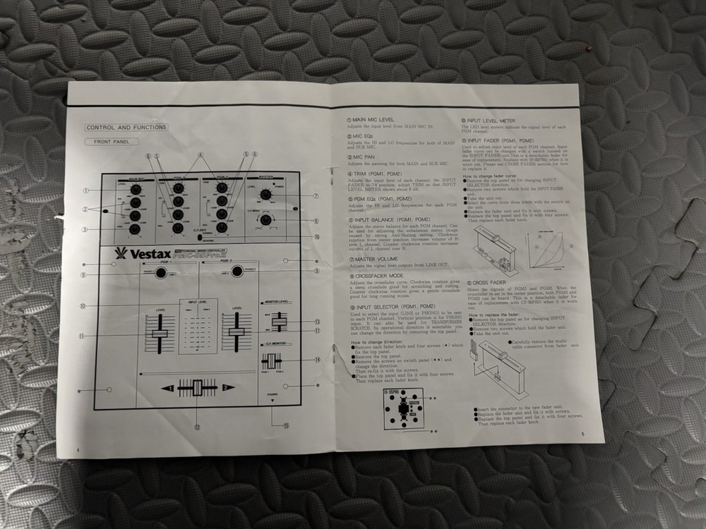 vestax pmc 05 pro II original owners manual