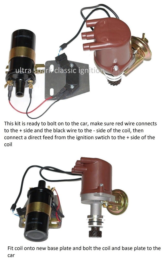 New Fiat 124 Spider Distributor with electronic ignition coil module & HT Leads