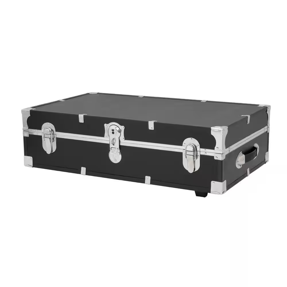 Under the Bed Footlocker Black Storage Trunk