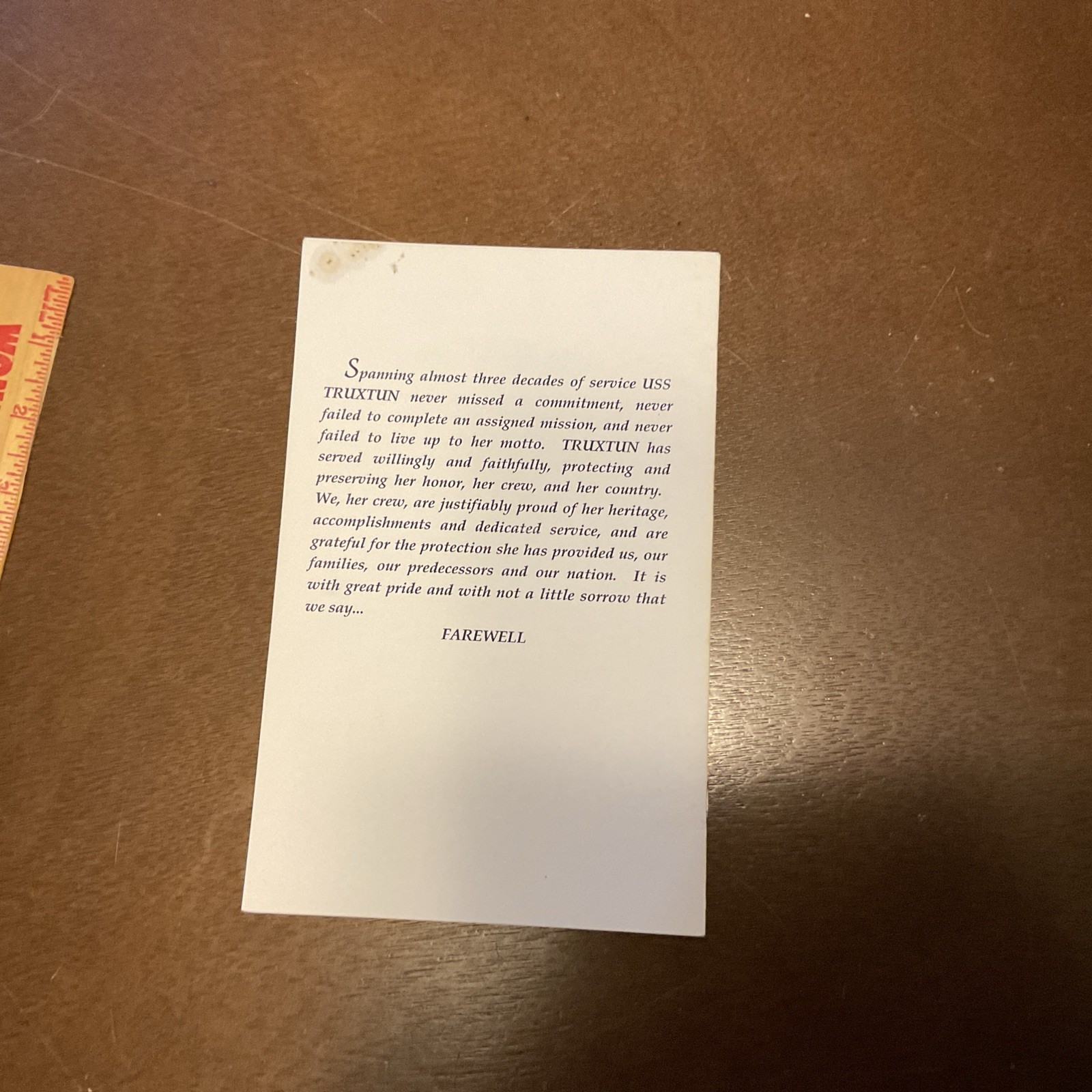 1995 Decommissioning Ceremony USS TRUXTUN CGN 35 Handout Pamphlet Vintage