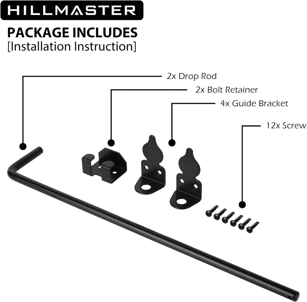 Secure and Lockable Gate Drop Rod - Easy Installation, Heavy-Duty Steel, 2 Pack