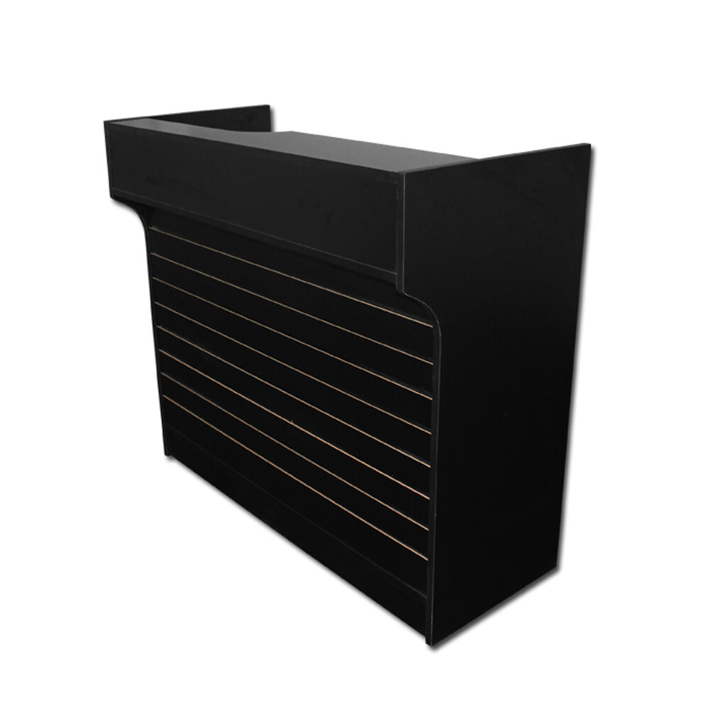 4Ft Ledgetop Counter with Slatwall Front Black