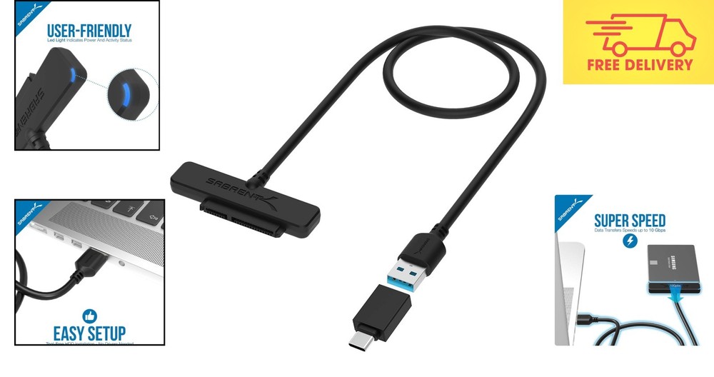 High-Speed 10Gbps USB 3.1 SATA Adapter with LED Indicators – For Laptops/Tablets