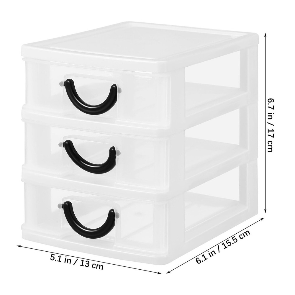 Small Drawer Organizer 3-Drawer Desktop Organizer Plastic Stackable Storage D...