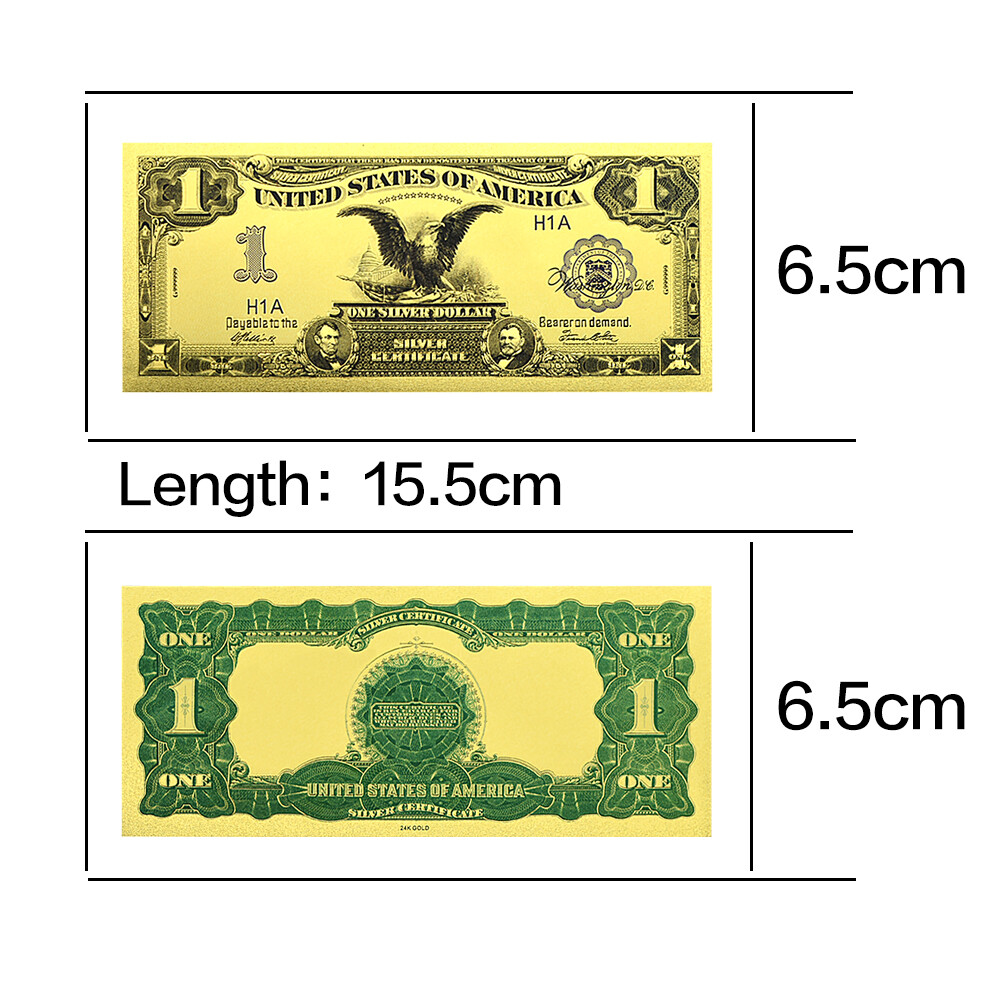 10pcs US 1899 Years One Dollar Eagle Gold Foil Plastic Banknotes with Envelope