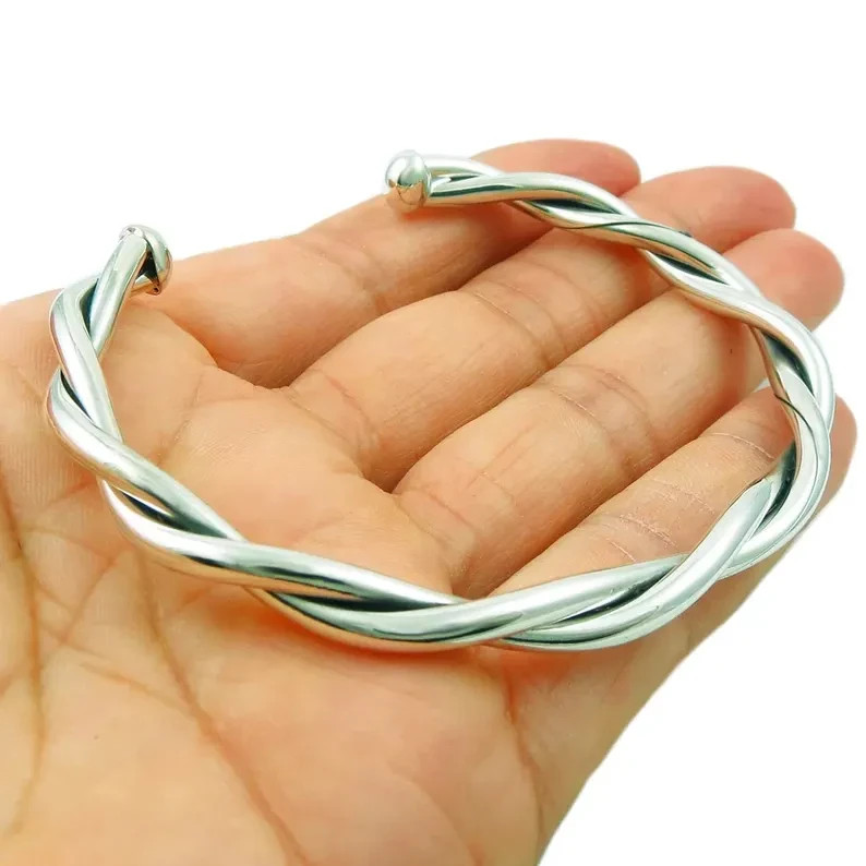 Adjustable Cuff Bracelet Handmade Solid 925 Sterling Silver Bangle AII Size P59