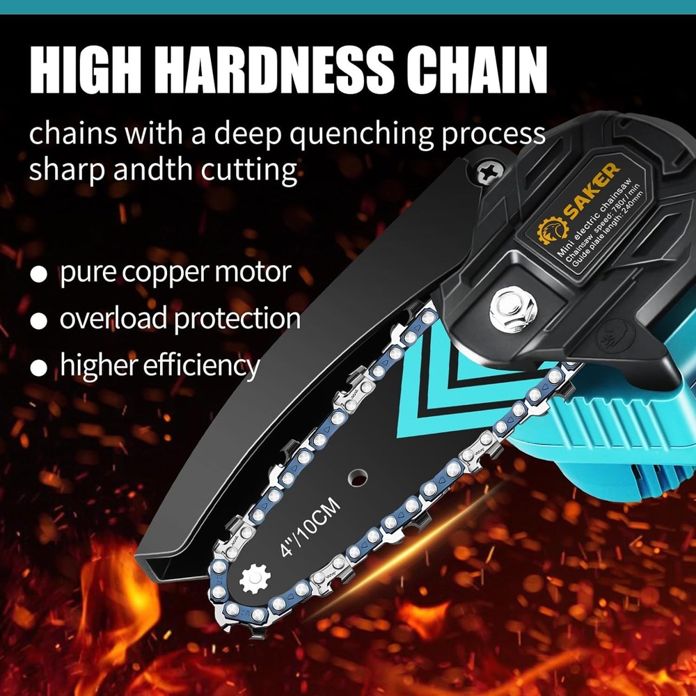 Saker 4 Inch Mini Chainsaw Chain Replacement, 2 Pcs Chains for Saker Portable El