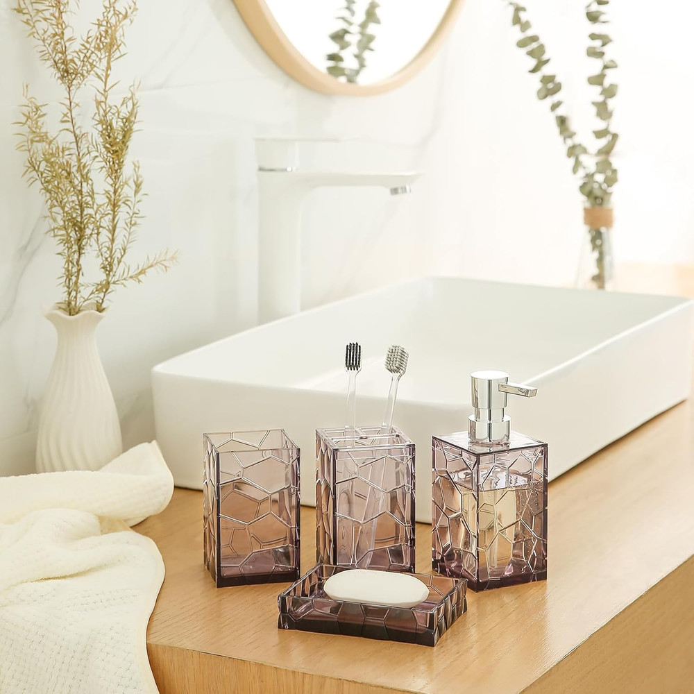 Clear Acrylic Bathroom Accessories Set - Rust-Free, Transparent Design - Include