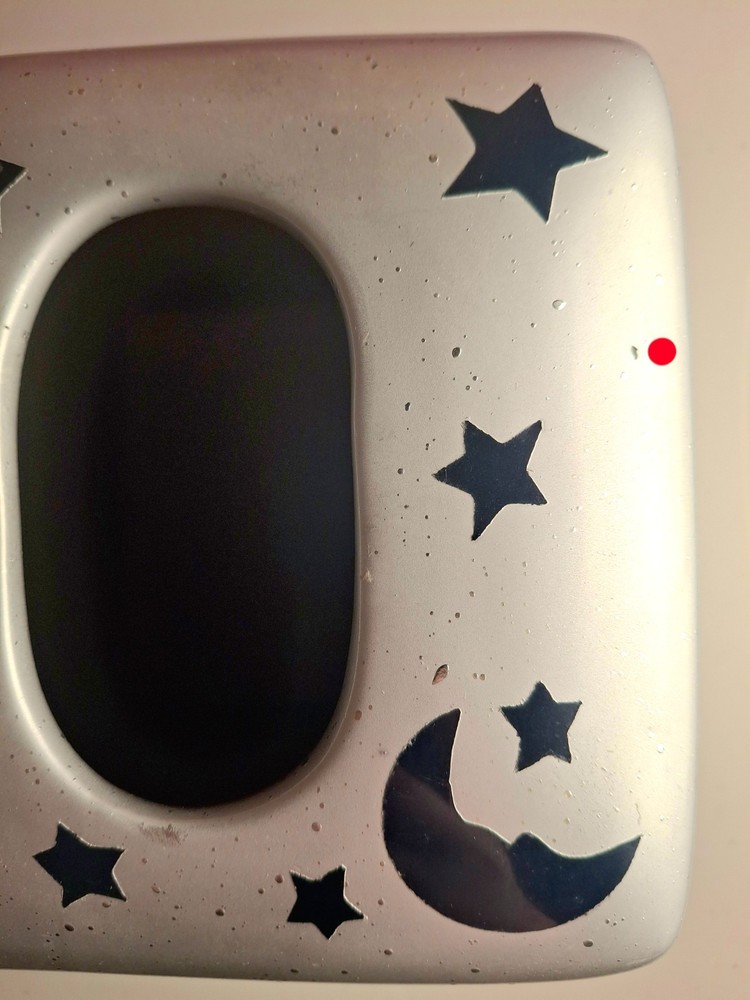 Celestial Silver Tissue Box, Moon, Sun, Stars, Heavy Ceramic