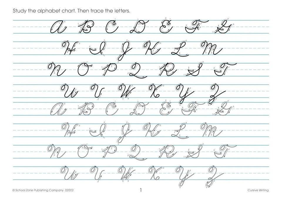 Cursive Workbook Writing Handwriting Practice Tracing Letters Ages 8 to 10