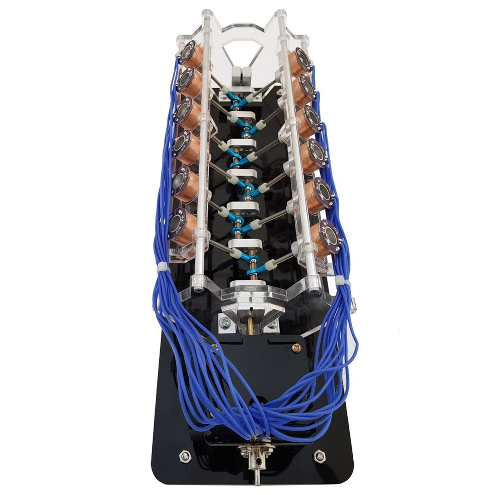 Electromagnet Engine Model V-Type Teaching Aid Motor Model 12-Coil Version DIY