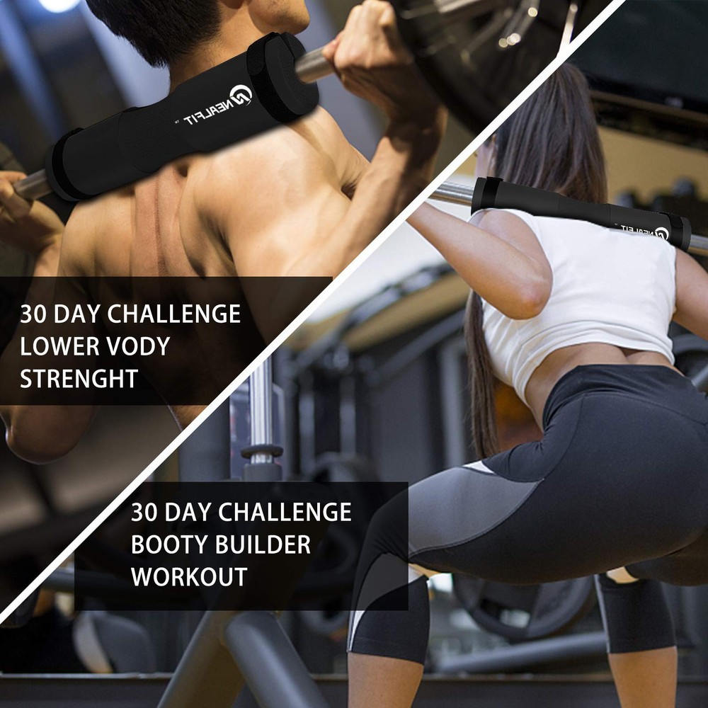NEALFIT Barbell Pad Squat for Squats—Squat Bar Pad—Great Black