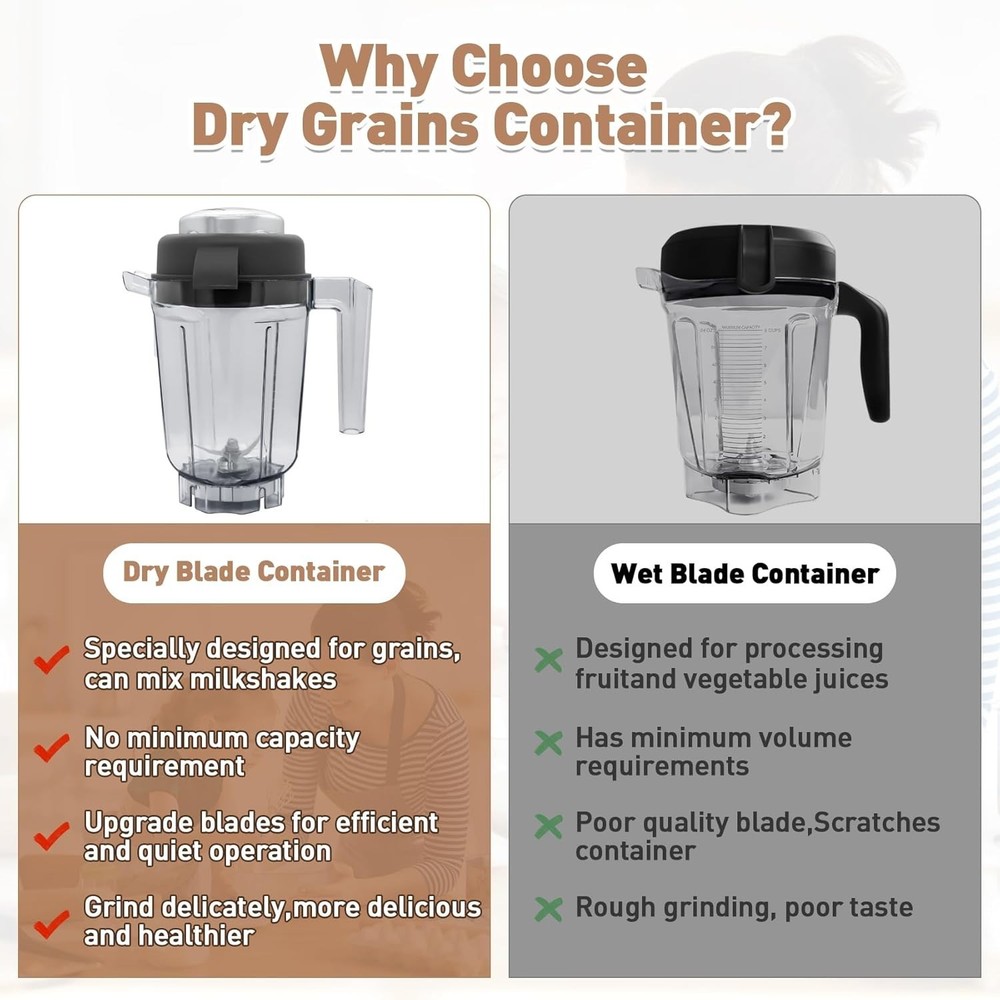 32 oz Dry Grains Container Compatible with vitamix,32 oz Dry Blade Container ...